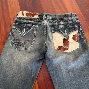 Miss Me Blue Jeans Cowhide